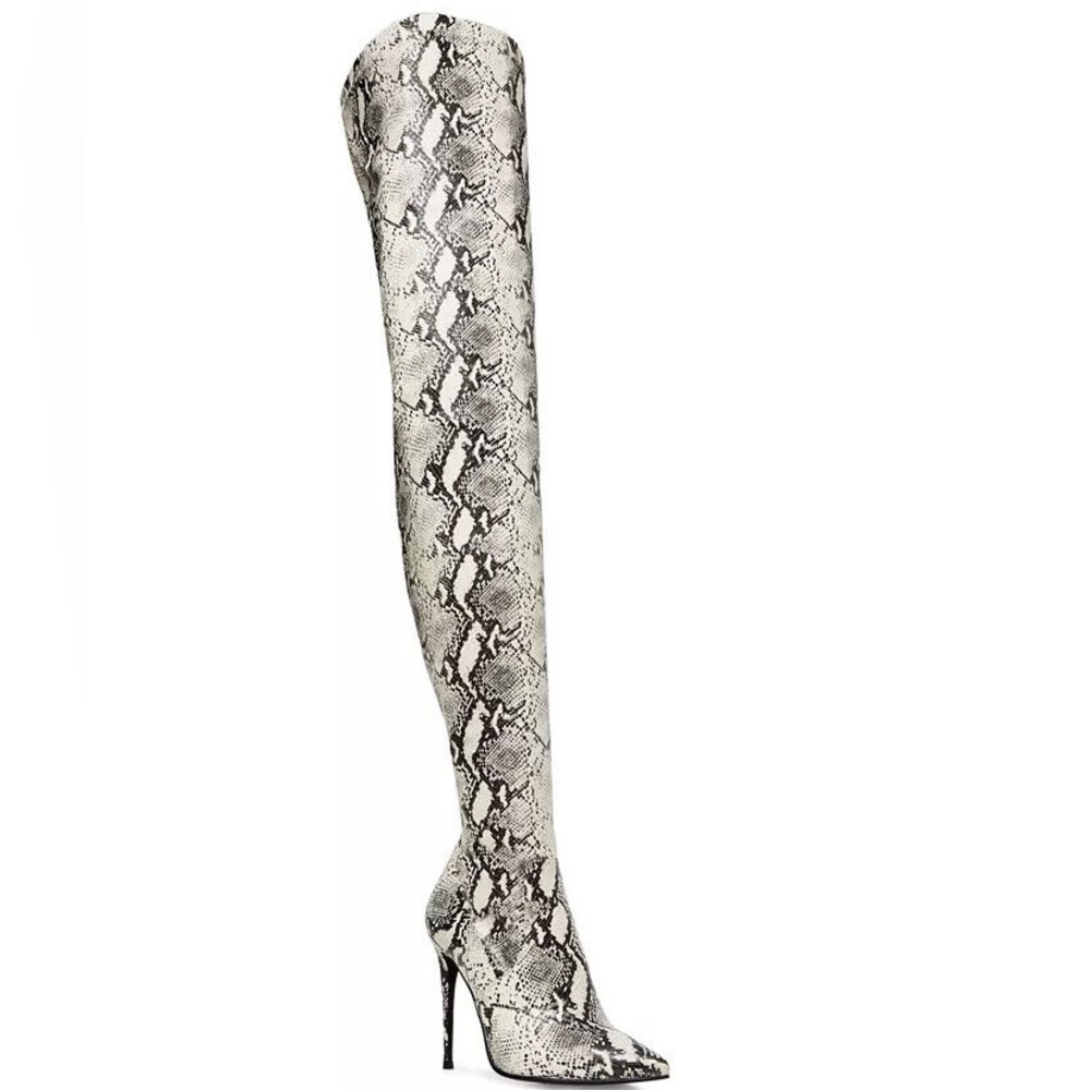 Steve Madden Shoes, Snake print over-the-knee stiletto boots, size 6.5